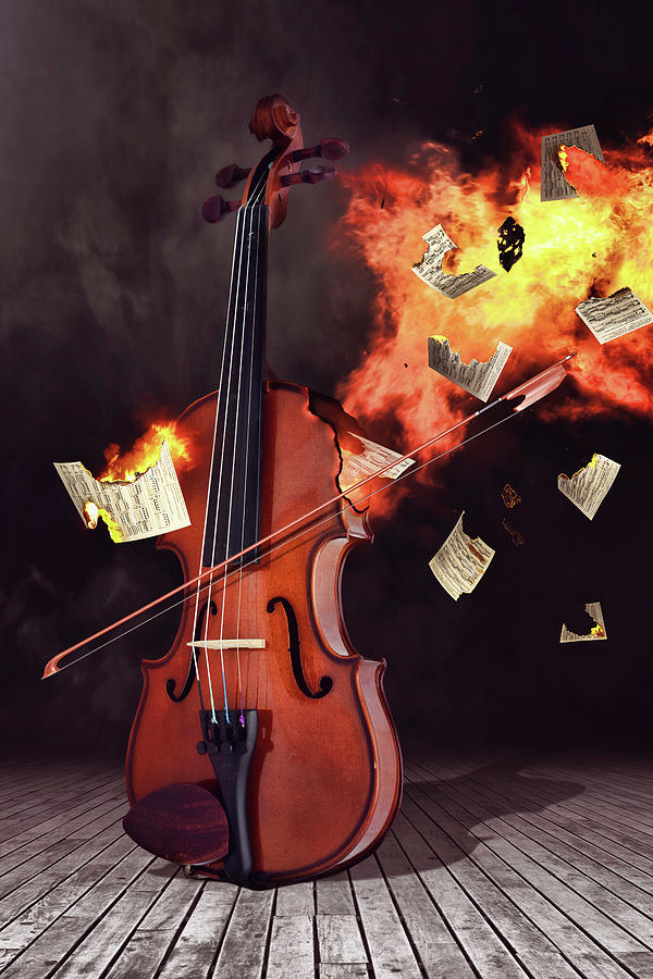 Burning Violin Digital Art By Mihaela Pater - Fine Art America