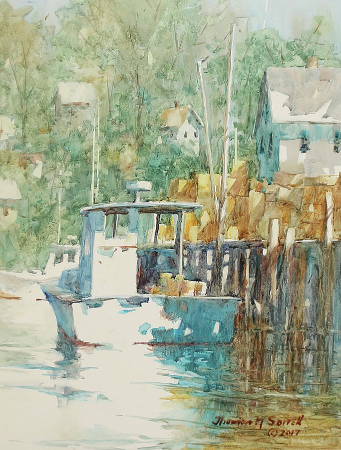 Burnt Cove Dock Painting by Thomas Sorrell - Fine Art America