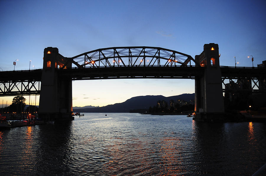 Burrard Bridge at dusk Photograph by Terry Dadswell