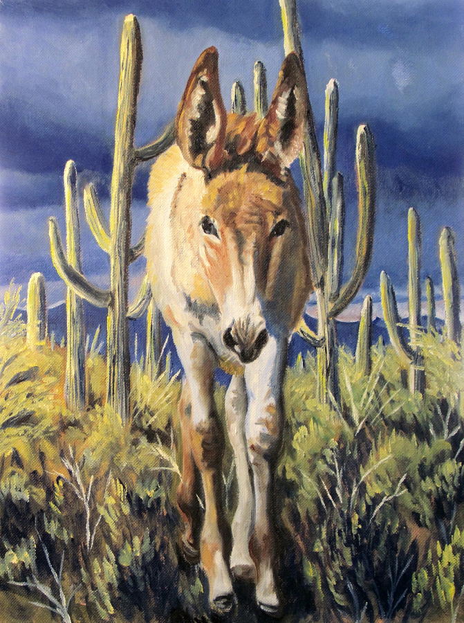 Mule Painting - Burro baby Blues by Melody Perez