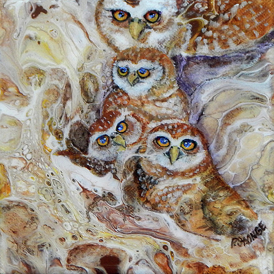 Burrowing Owl Brood Painting by Pat St Onge