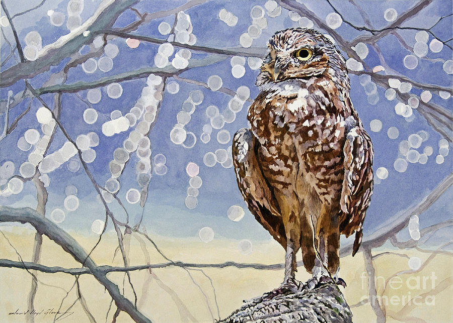 Wildlife Painting - Burrowing Owl by David Lloyd Glover