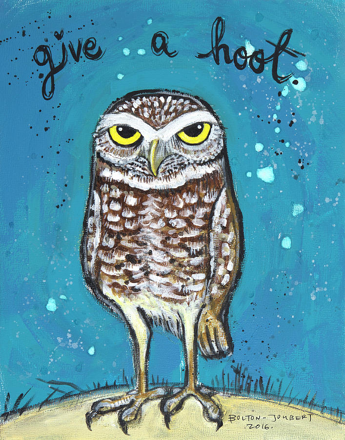 Owl Painting - Burrowing Owl by Maria Bolton-Joubert