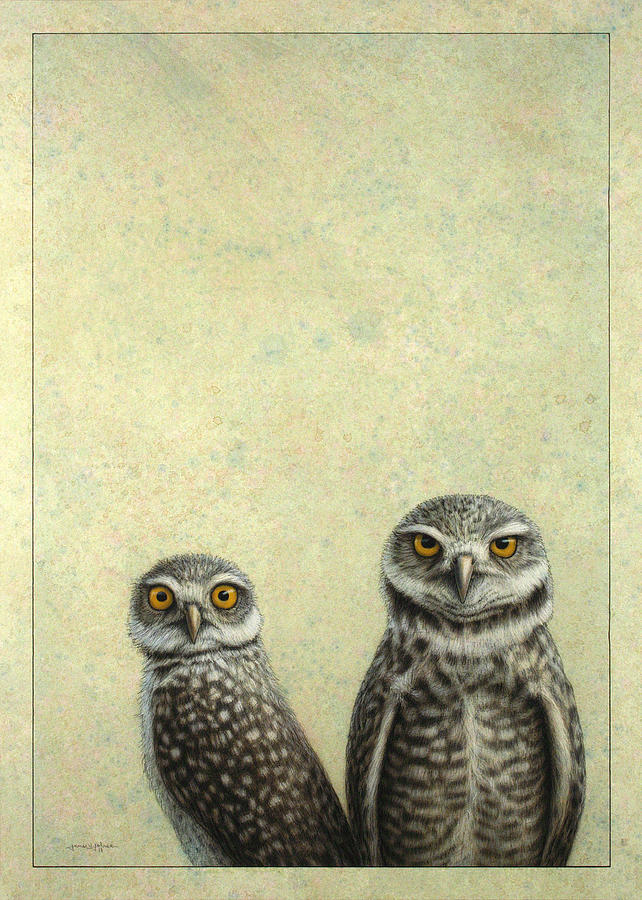 Owls Painting - Burrowing Owls by James W Johnson Owls Painting - Burrowing Owls by James W Johnson