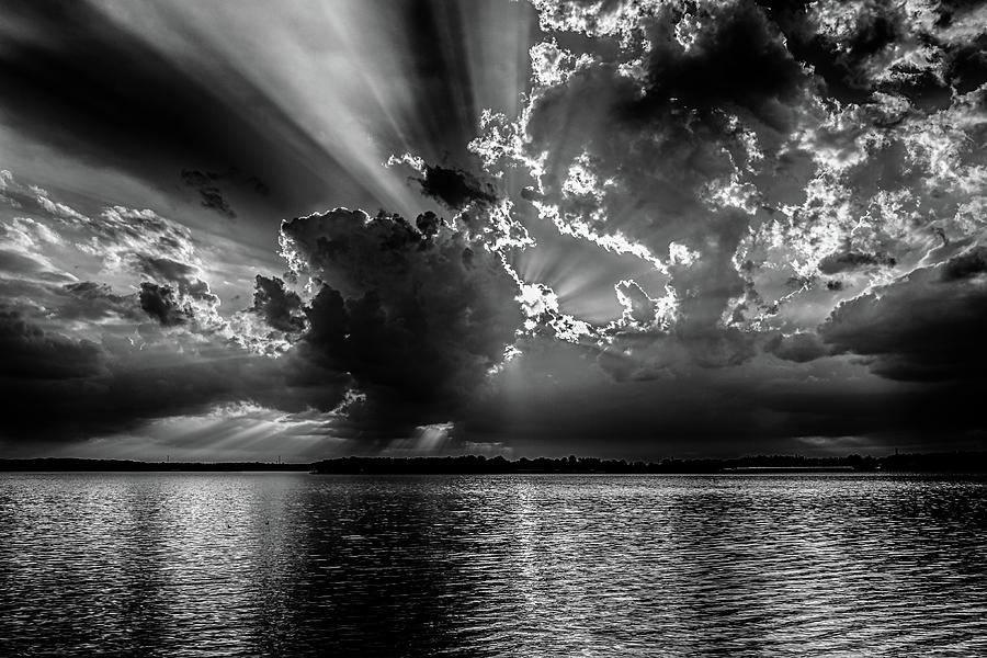 Nature Photograph - Burst of CLouds in B and W by Doug Long