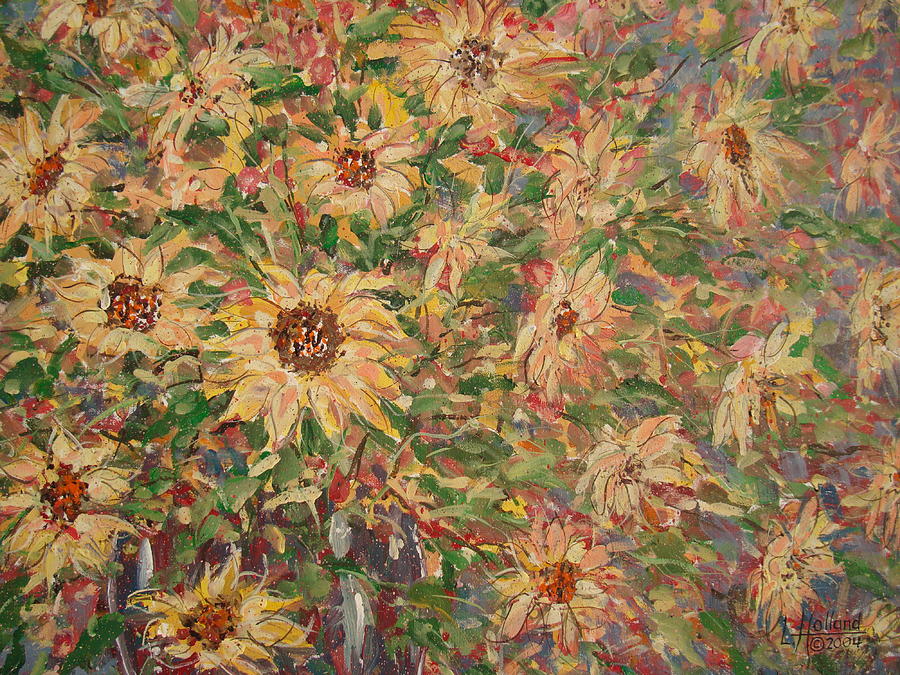 Burst Of Sunflowers. Painting by Leonard Holland