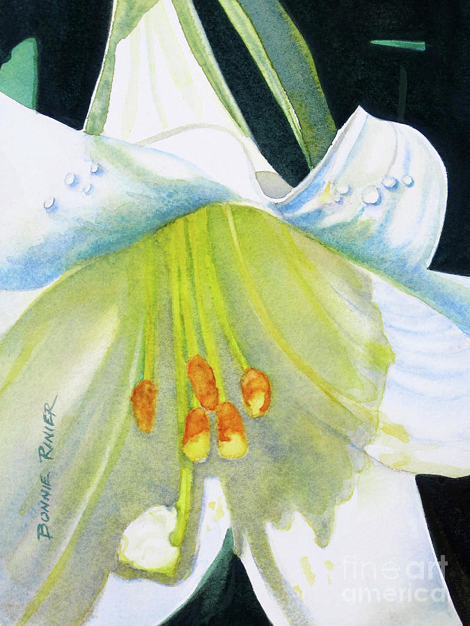 Bursting Lily Painting by Bonnie Rinier