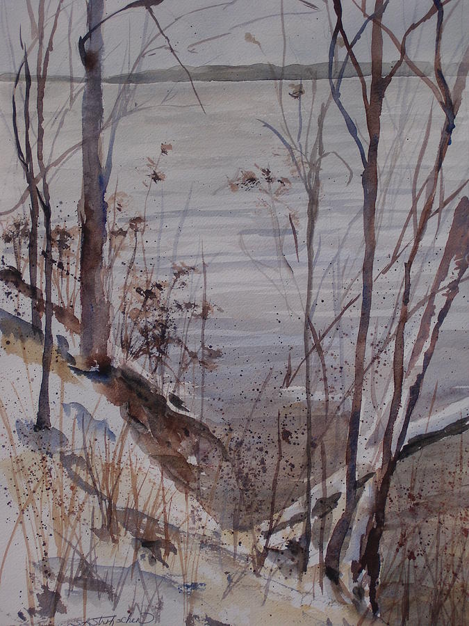 Burt Lake in Winter Painting by Sandra Strohschein
