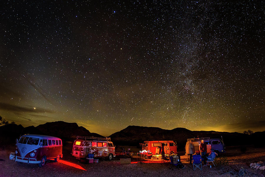 Buses under a Starry Night Photograph by Richard Kimbrough