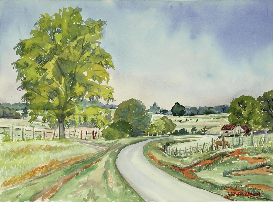 Bush Farm with Cabin Painting by Judith Young