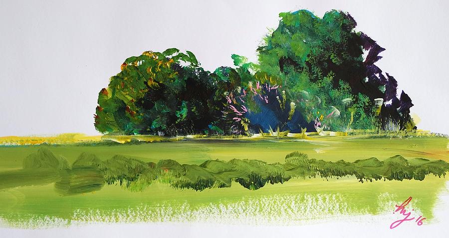 Bushes - English Devon countryside Painting by Mike Jory
