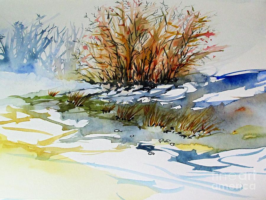 Bushes in winter  Painting by Mary Lou McCambridge