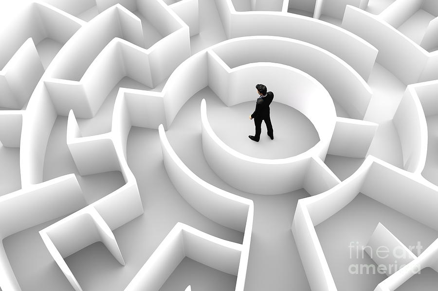 Businessman in the middle of the maze. Challenge concepts Photograph by Michal Bednarek