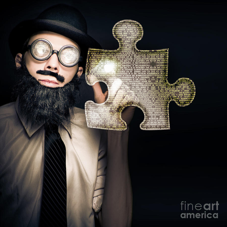 Businessman Puzzle Solving With Digital Solutions Digital Art by Jorgo Photography