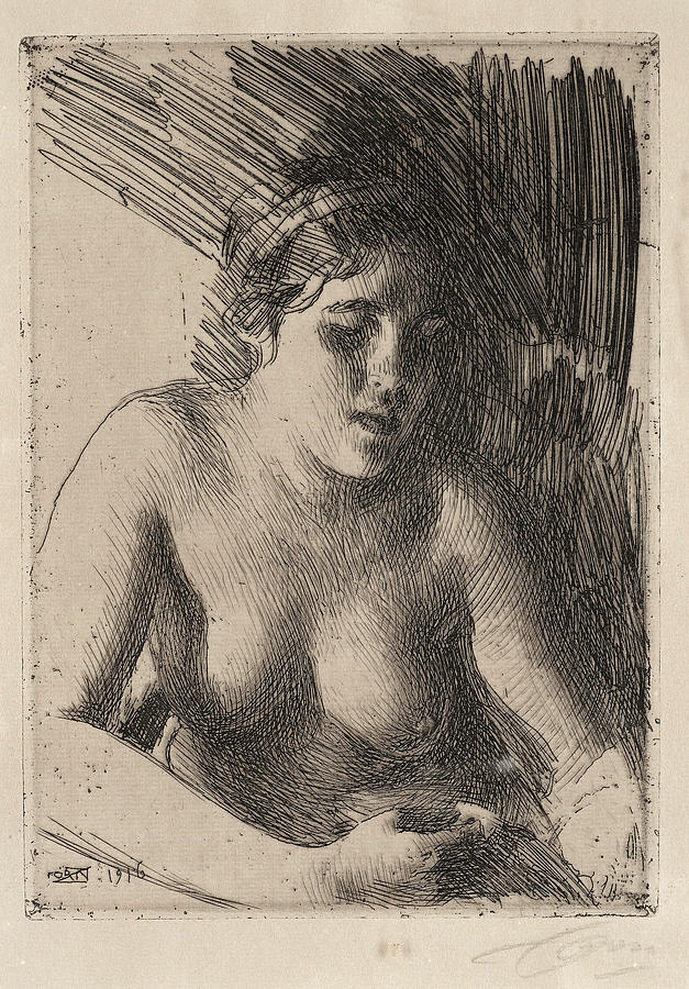 Bust Drawing by Anders Zorn