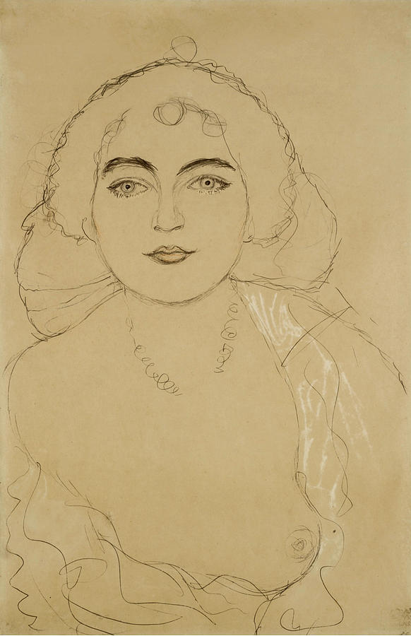 Bust of a Woman Drawing by Gustav Klimt