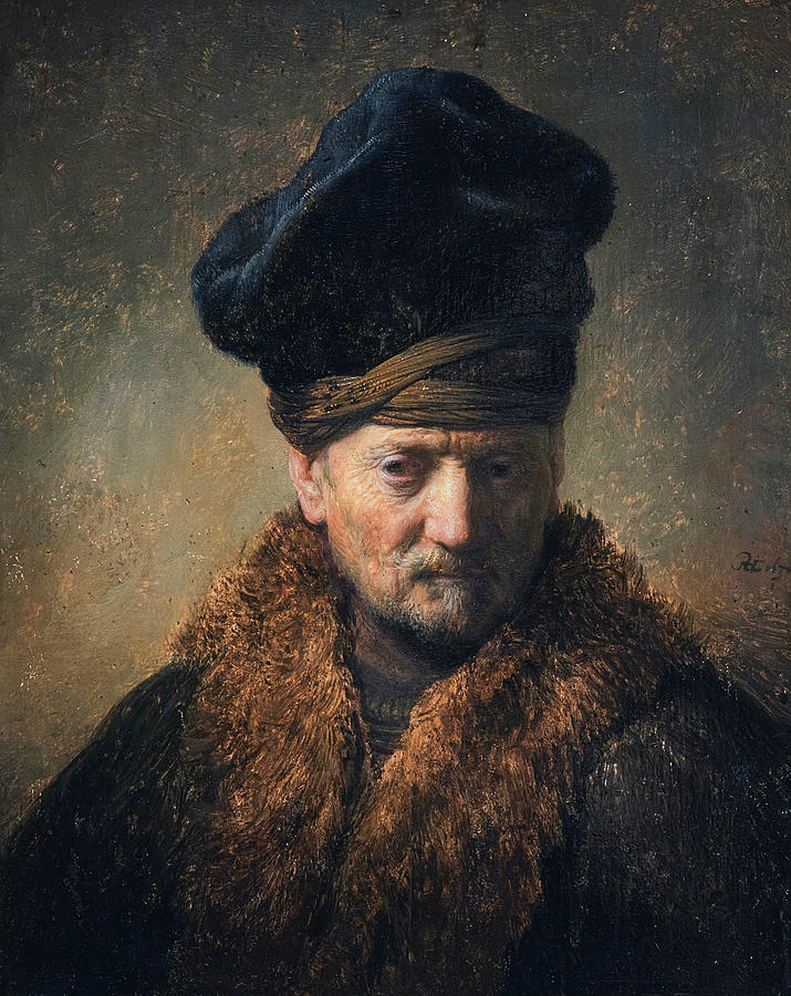 Bust of an Old Man in a Fur Cap Painting by Rembrandt