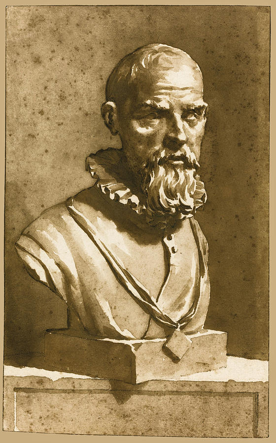 Bust of Pieter Adriaensz van der Werff after Hendrick de Keyser Drawing by Jan de Bisschop