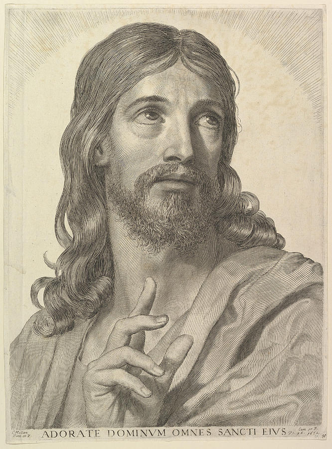 Bust of the Adult Christ Drawing by Claude Mellan