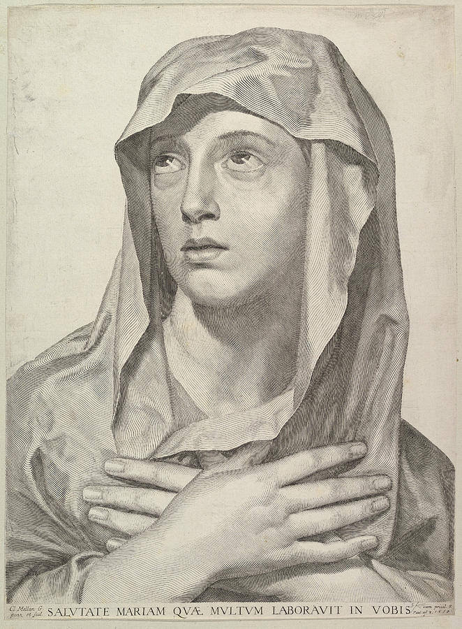Bust of the Virgin Drawing by Claude Mellan