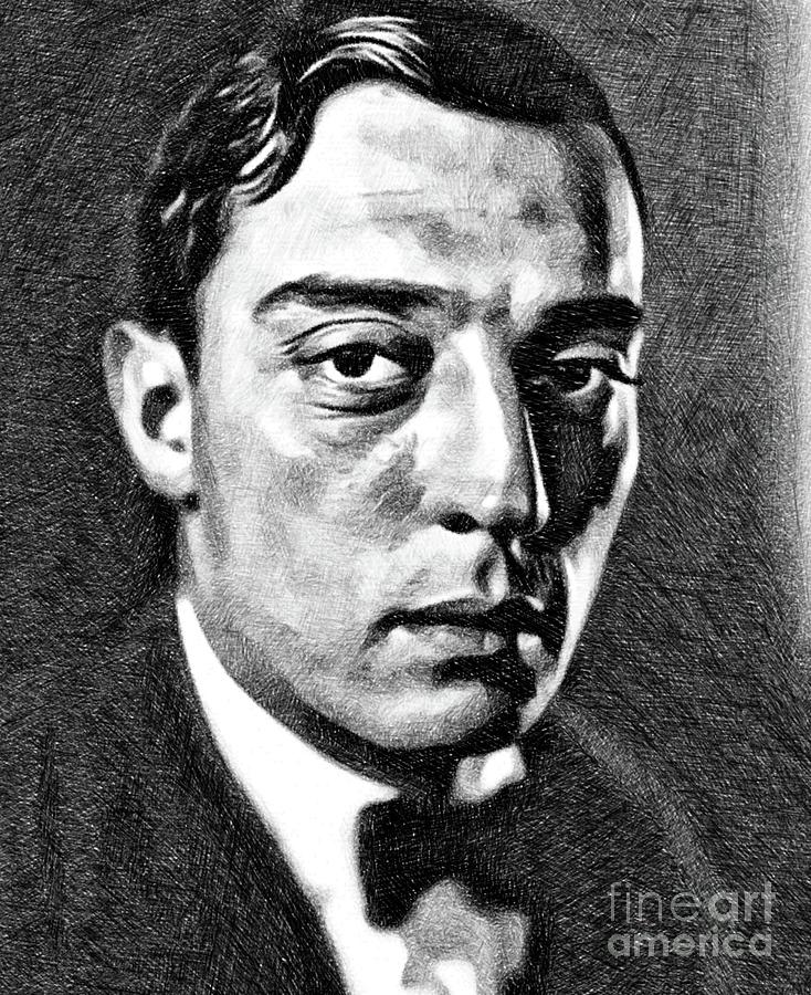 Buster Keaton, Vintage Comedian And Actor By Js Drawing
