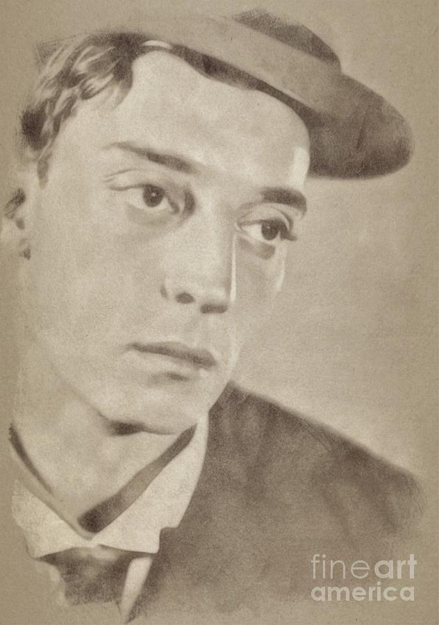 Buster Keaton, Vintage Comedy Actor Drawing