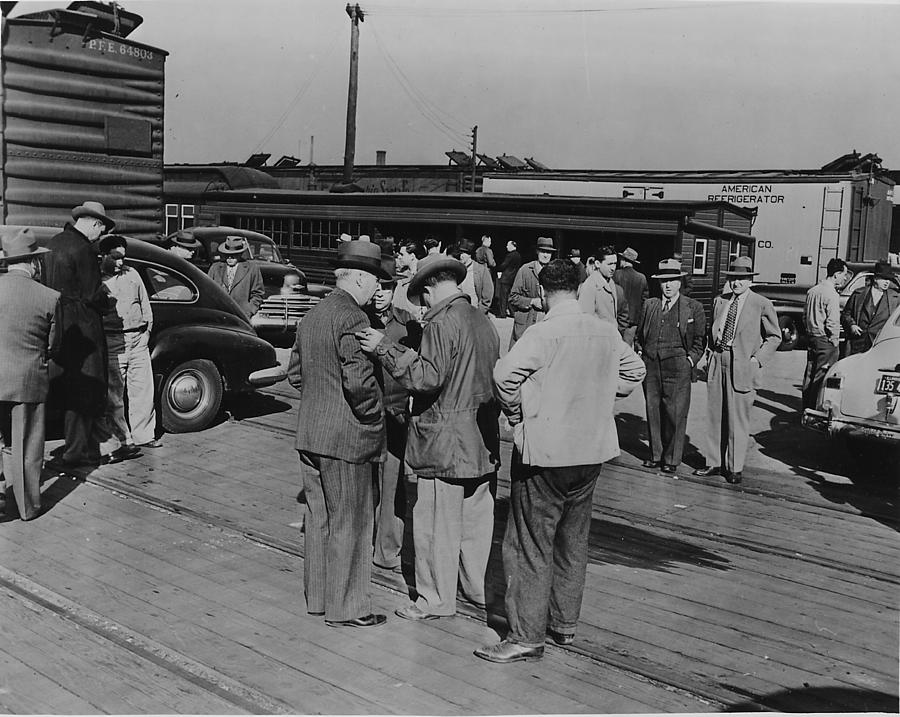Bustling Potato Market at Wood Street Yard - 1947 Photograph by Chicago and North Western Historical Society