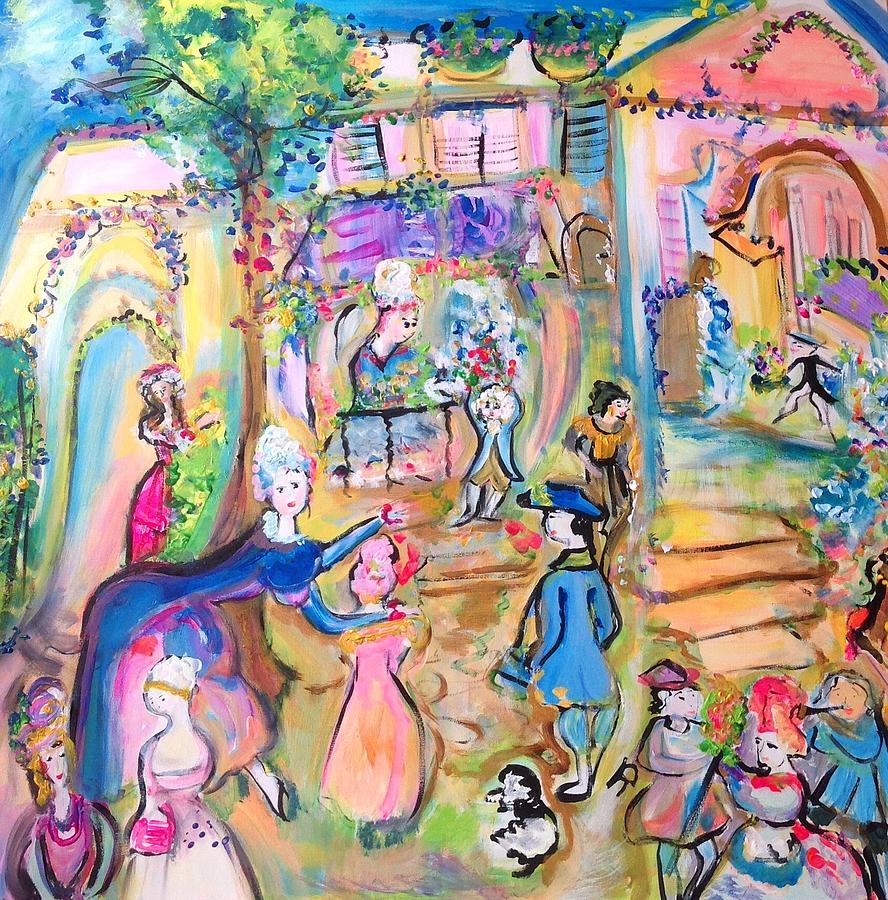 Bustling square Painting by Judith Desrosiers