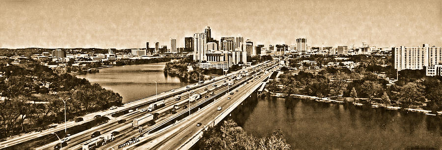 Busy Austin in Lithograph  Digital Art by James Granberry