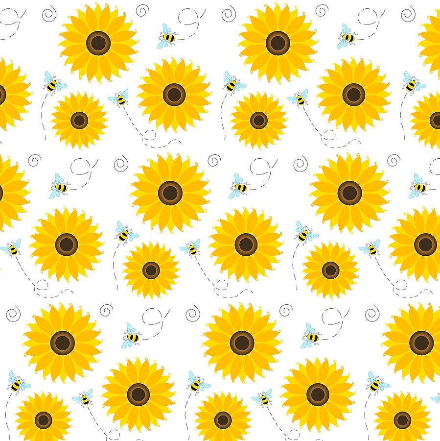 Sunflower Digital Art - Busy Bees And Sunflowers by SharaLee Art