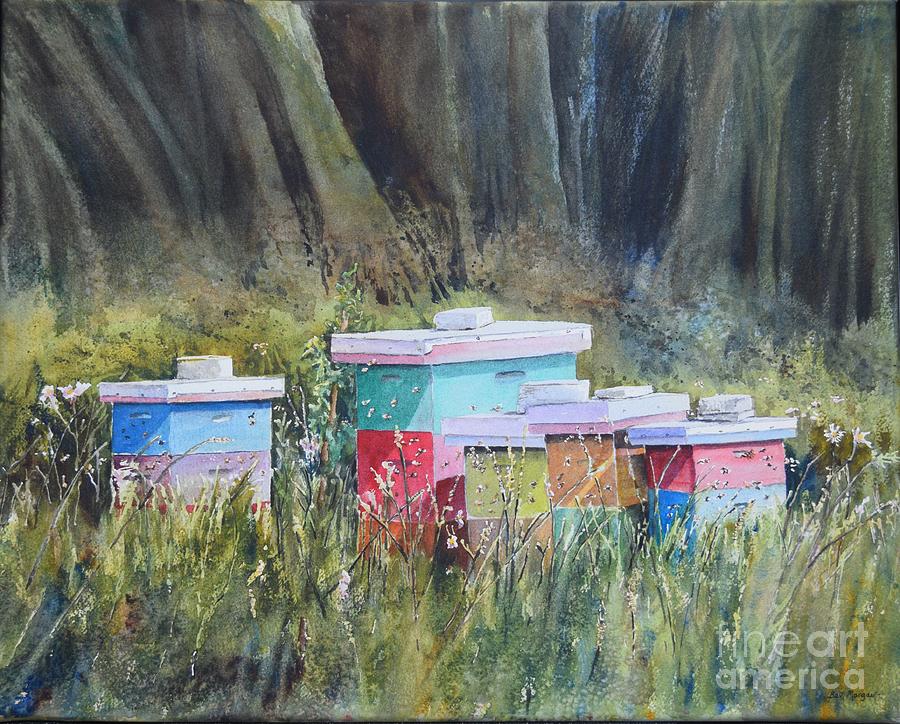 Busy Bees Painting by Bev Morgan