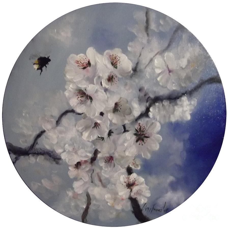 Busy Bumble Beee in Blossom Painting by Lizzy Forrester