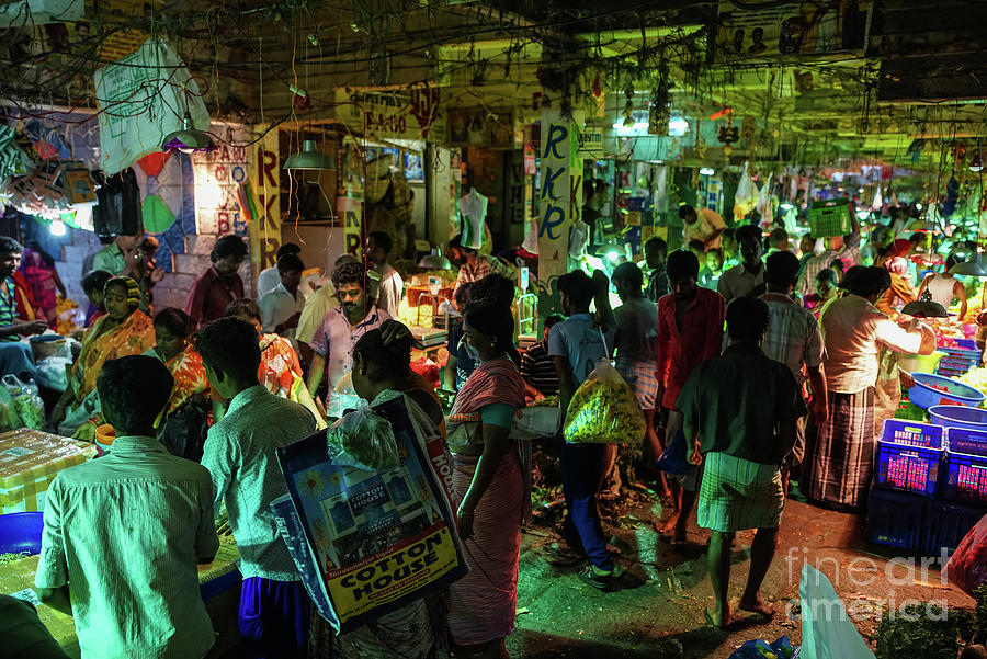 Busy Chennai India Flower Market Photograph by Mike Reid