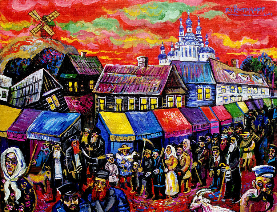 Busy Day At The Marketplace Painting by Ari Roussimoff