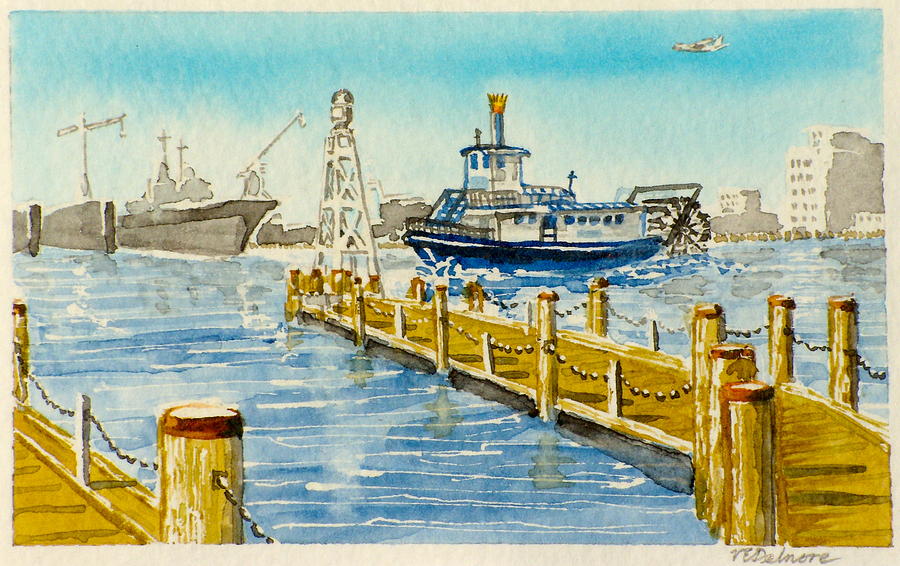 Busy Day on the Elizabeth River Painting by Vic Delnore