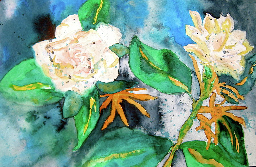 Busy Gardenias Painting by Beverley Harper Tinsley
