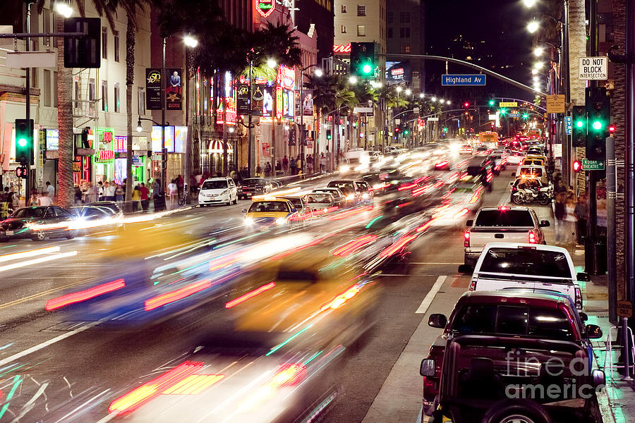 Busy Hollywood Boulevard at Night Photograph by Bryan Mullennix