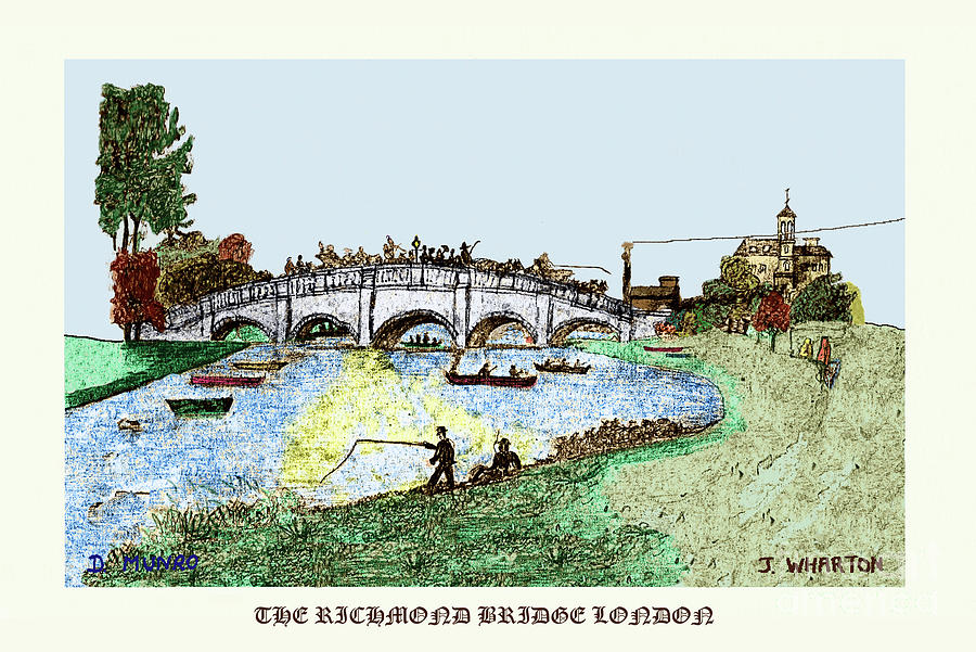 Busy Richmond Bridge Painting by Donna L Munro