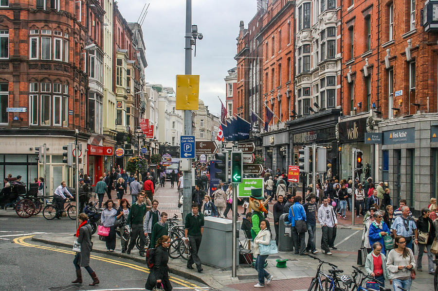 Busy Streets of Dublin, Ireland Photograph by John A Megaw