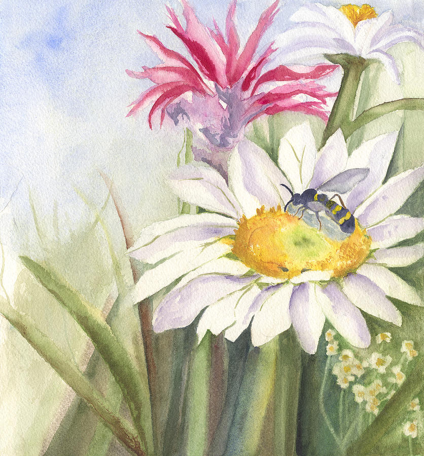 Nature Painting - Busy Wasp by Wendy Cunico