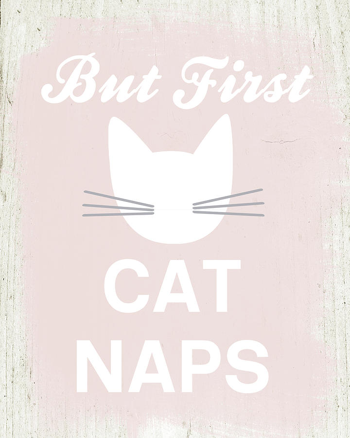 But First Cat Naps- Art by Linda Woods Mixed Media by Linda Woods