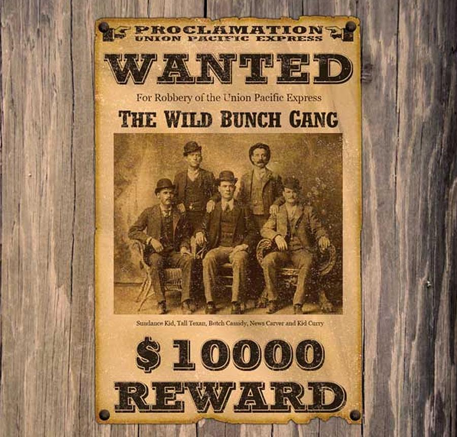 John Wayne Digital Art - Butch Cassiday The Wild Bunch Wanted Poster Buth Casiday by Peter Nowell