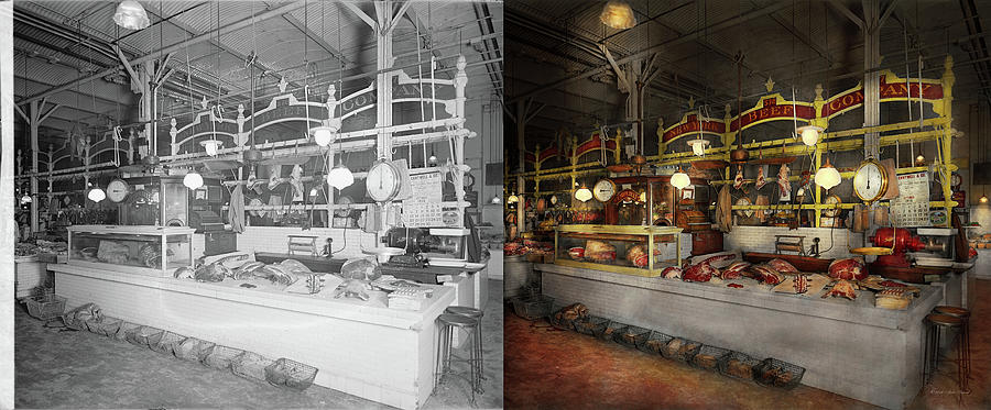 Butcher - Meat Party 1926 Side by Side Photograph by Mike Savad