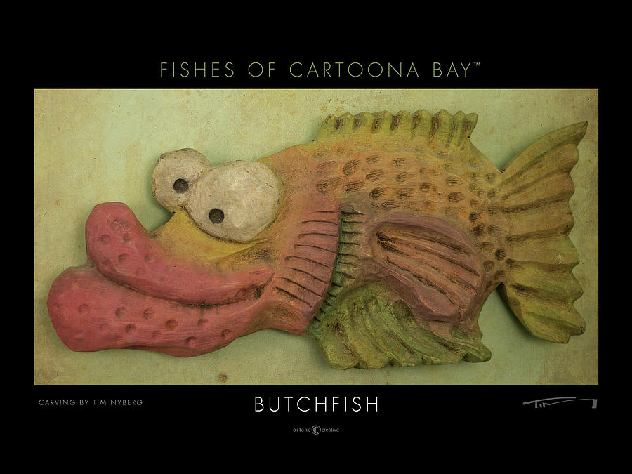 Butchfish cartoonafish Sculpture by Tim Nyberg