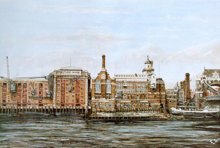London Painting - Butlers Wharf and Courages Brewery by Mackenzie Moulton