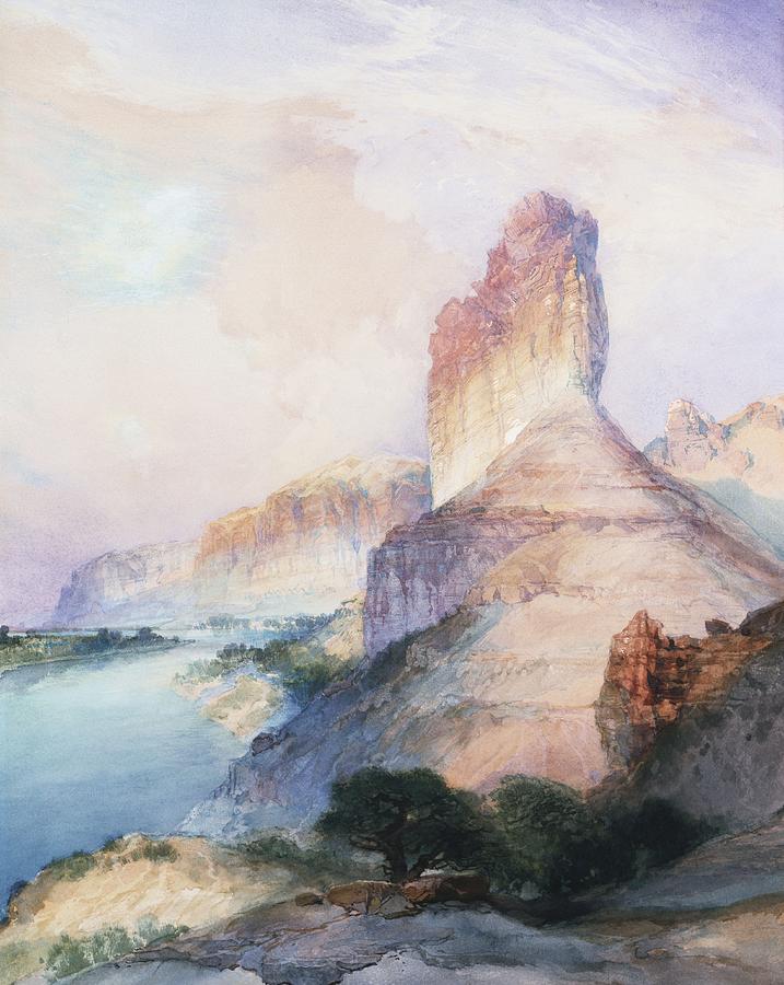 Butte Green River Wyoming Painting by Thomas Moran