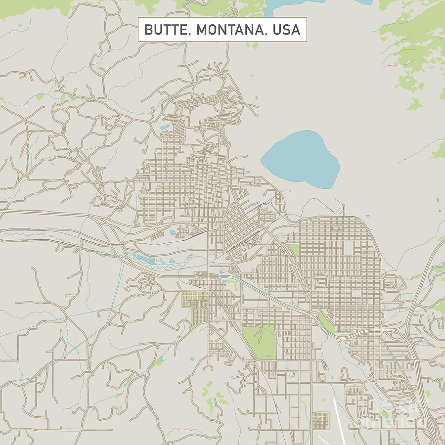 City Digital Art - Butte Montana US City Street Map by Frank Ramspott