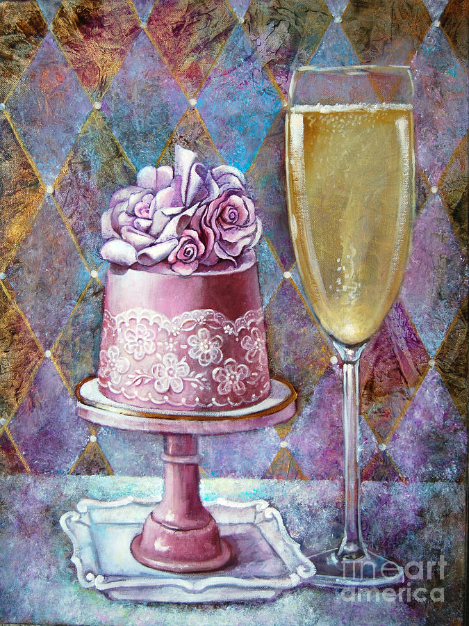 Butter Cream Rose Cake Painting by Geraldine Arata