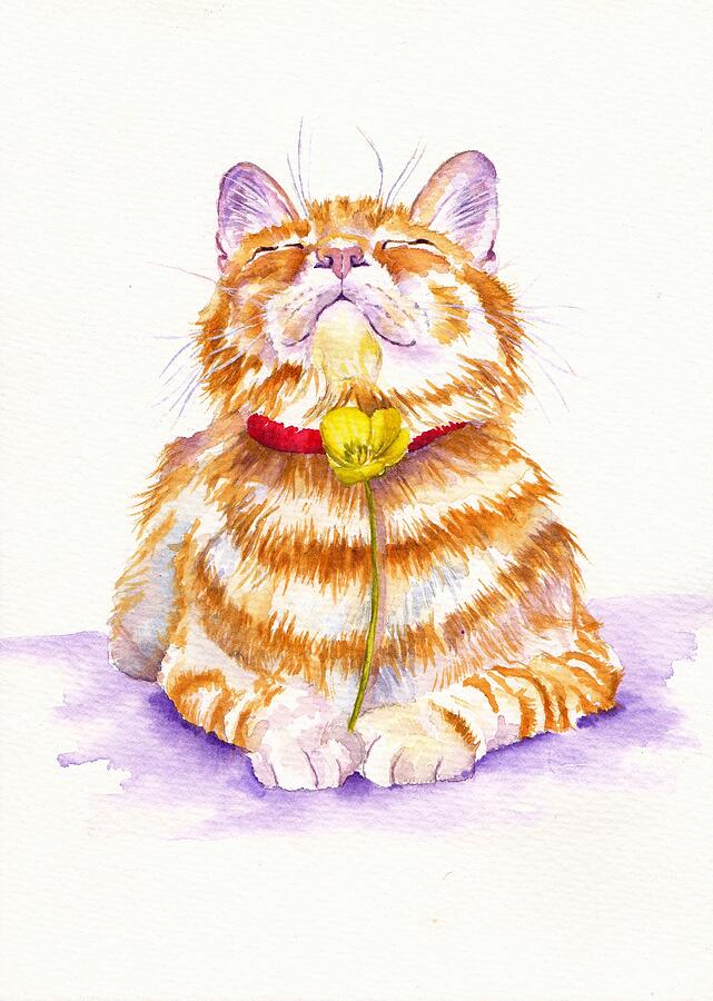 Cat Painting - Butter Kissed - Tabby Cat by Debra Hall