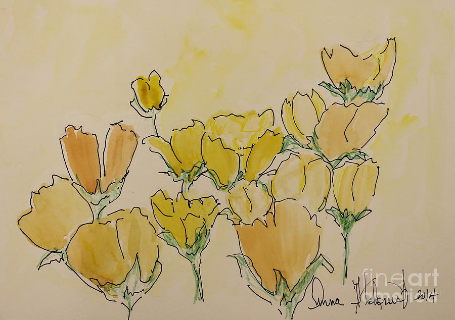 Flower Painting - Buttercups by Anna Niven Helquist